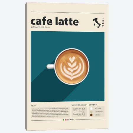 Cafe Latte Canvas Print #GWD17} by GastroWorld Art Print