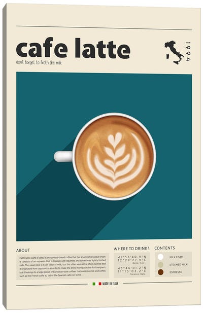 Cafe Latte Canvas Art Print - Food & Drink Posters