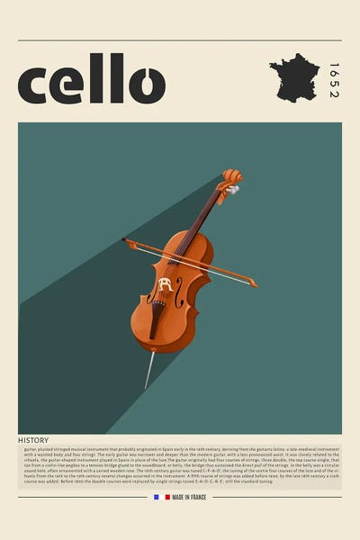 Cello by GastroWorld metal wall art