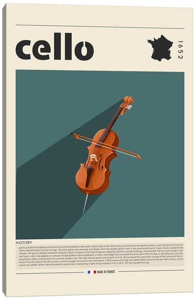 Cello Canvas Art Print - GastroWorld
