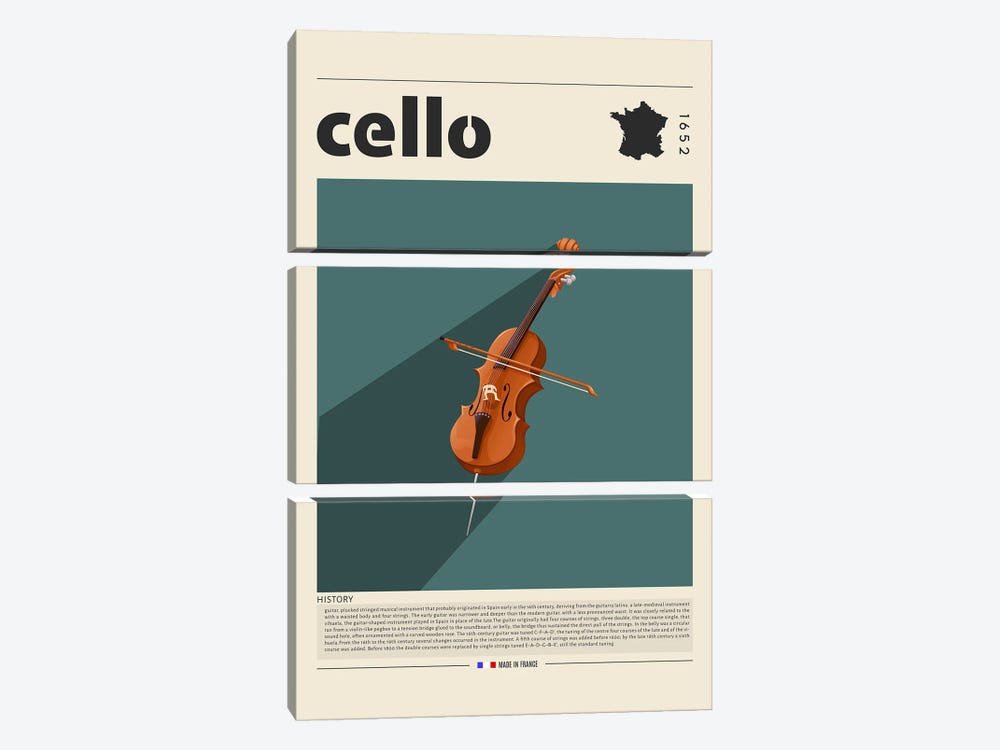 Cello by GastroWorld 3-piece Art Print