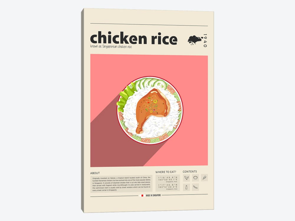 Chicken Rice by GastroWorld 1-piece Canvas Print
