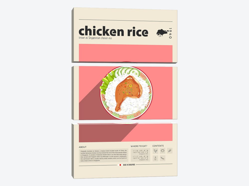 Chicken Rice by GastroWorld 3-piece Canvas Art Print