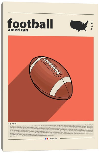 American Football Canvas Art Print - Football Art