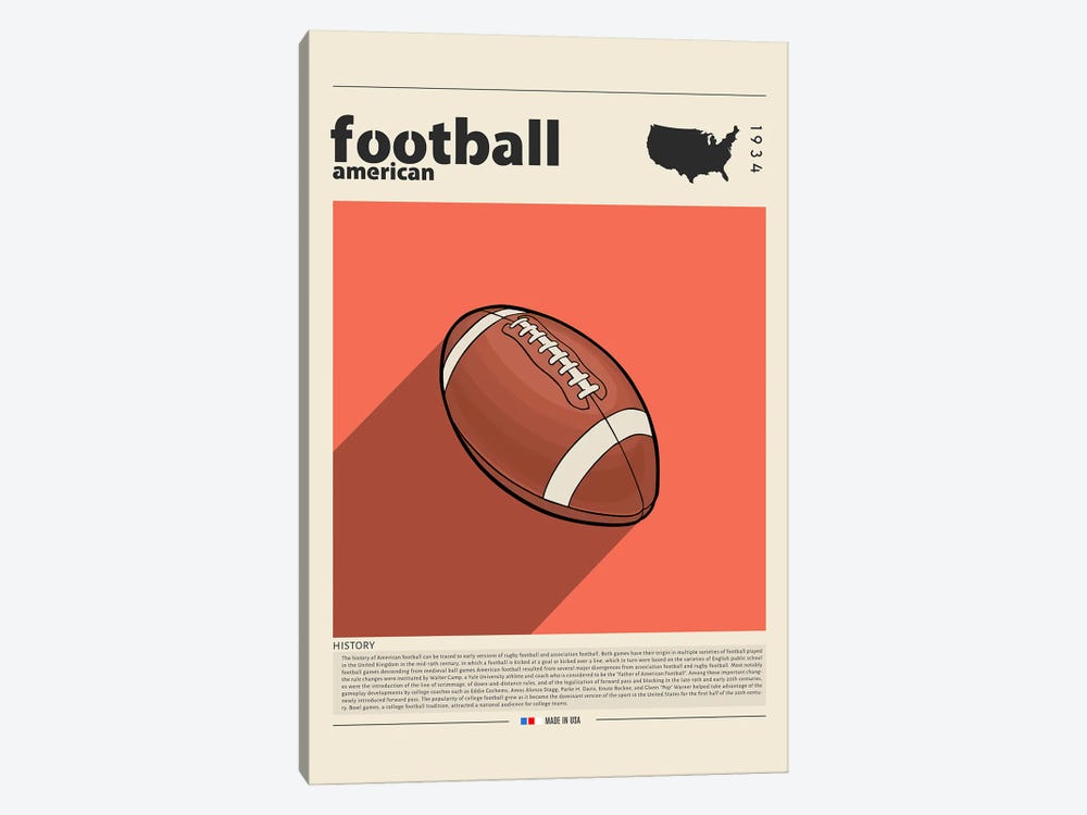 American Football by GastroWorld 1-piece Canvas Art Print
