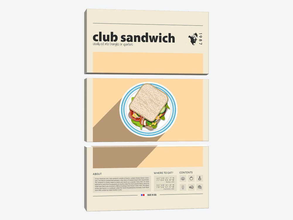 Club Sandwich by GastroWorld 3-piece Art Print
