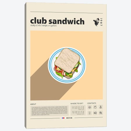 Club Sandwich Canvas Print #GWD30} by GastroWorld Canvas Artwork
