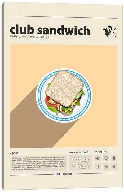Club Sandwich Canvas Art Print - American Cuisine Art