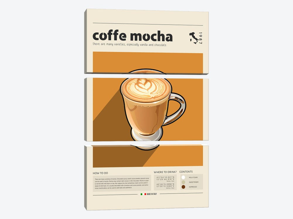 Coffe Mocha by GastroWorld 3-piece Canvas Art Print