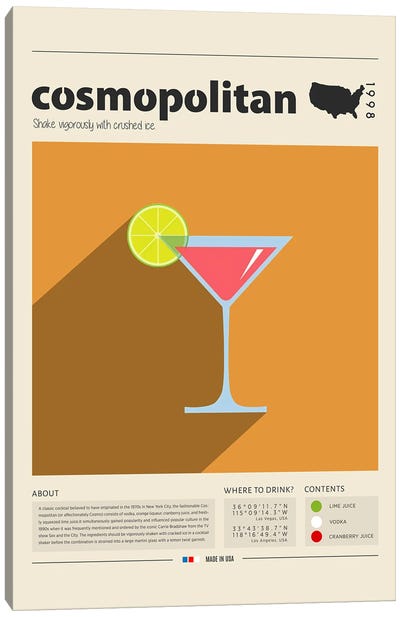 Cosmopolitan Canvas Art Print - Cocktail & Mixed Drink Art