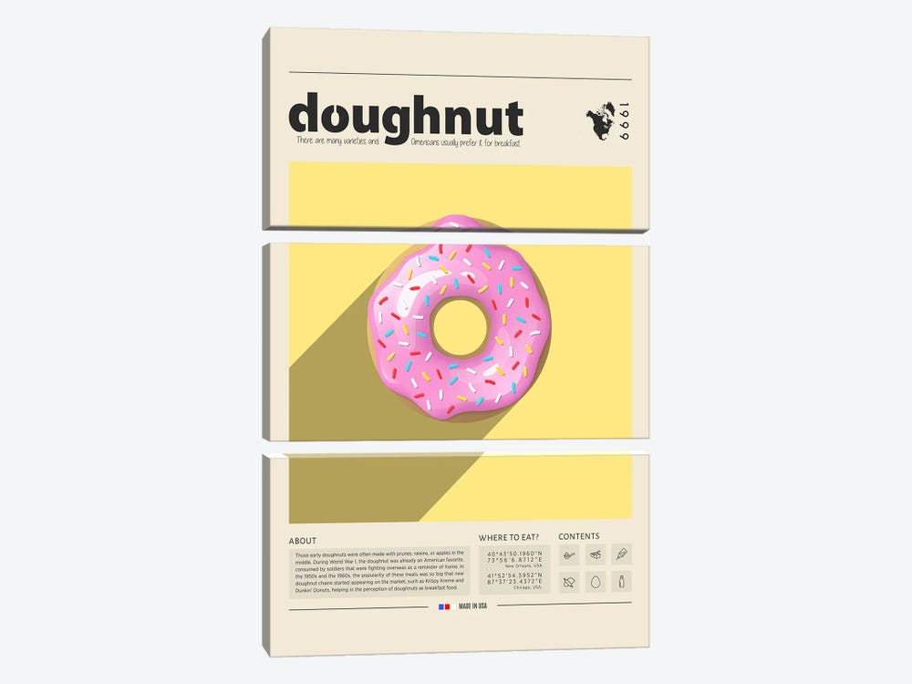 Doughnut by GastroWorld 3-piece Canvas Print