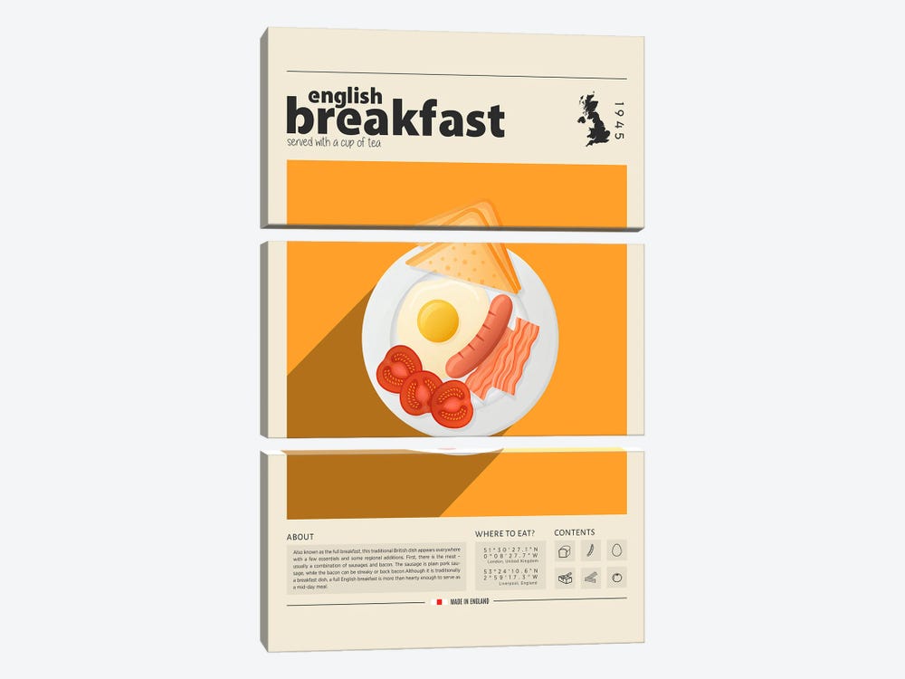 English Breakfast by GastroWorld 3-piece Canvas Wall Art