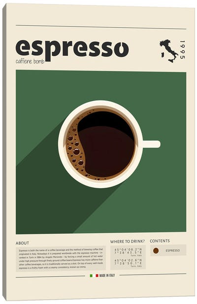 Espresso Canvas Art Print - Food & Drink Typography