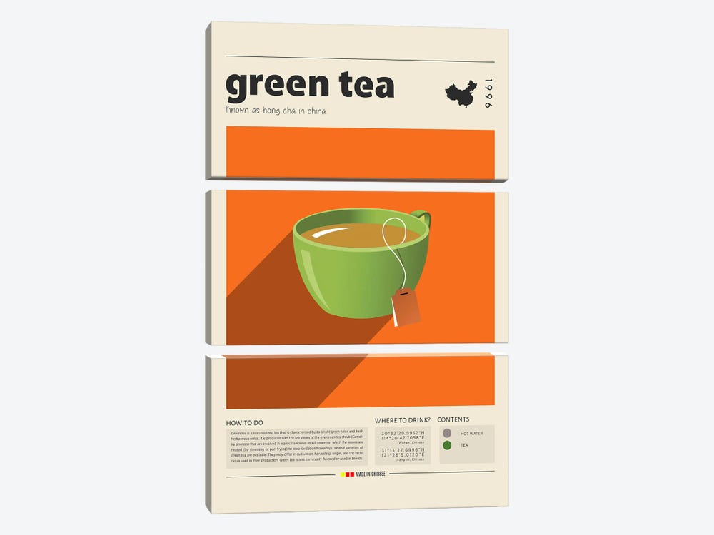 Green Tea by GastroWorld 3-piece Canvas Artwork
