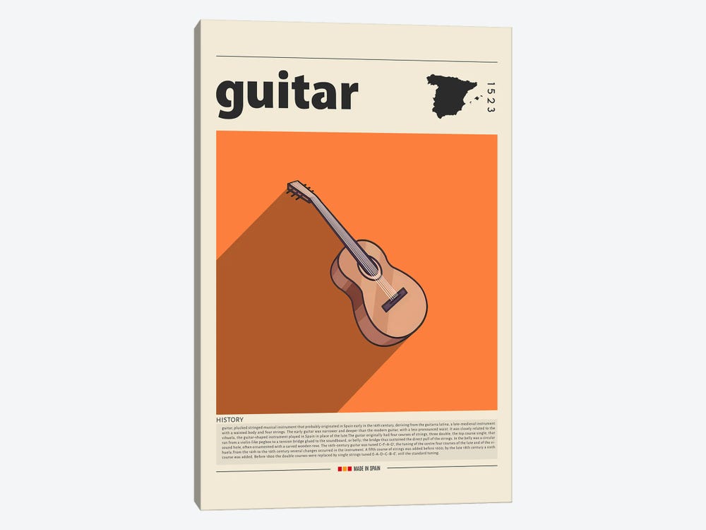 Guitar by GastroWorld 1-piece Canvas Print