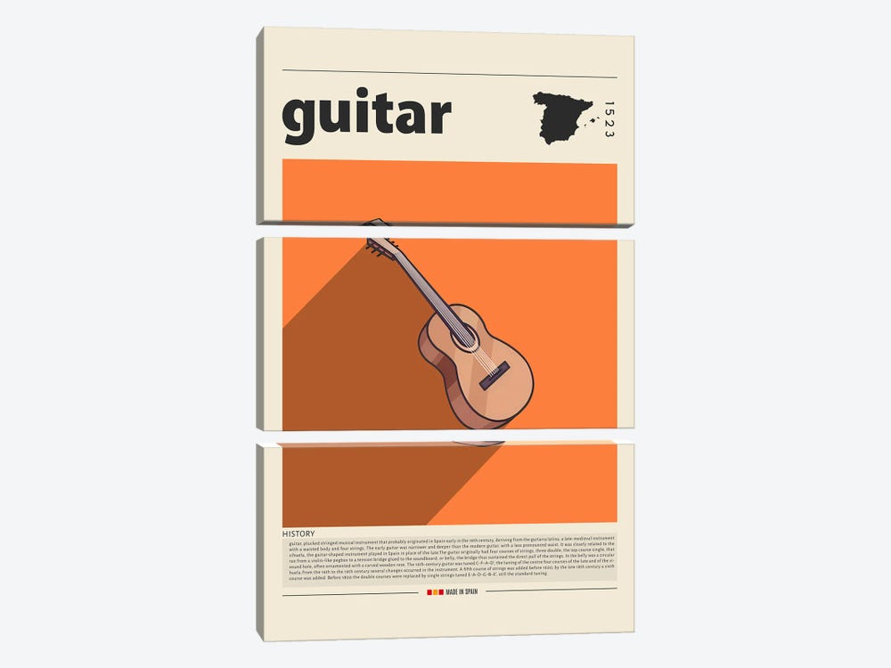 Guitar by GastroWorld 3-piece Canvas Print