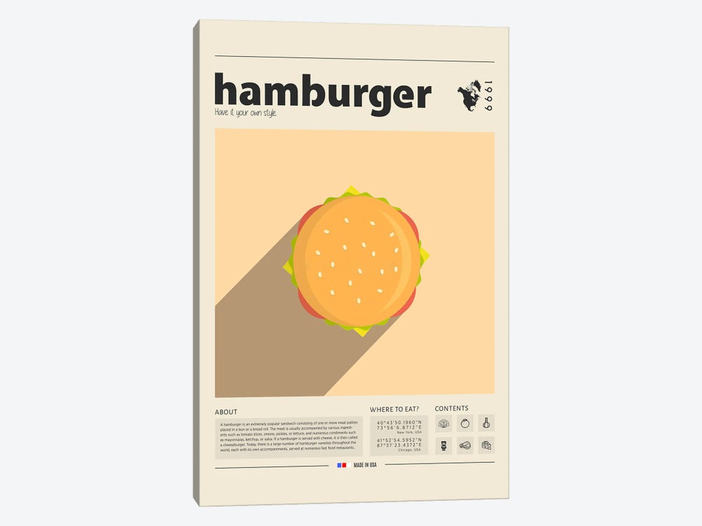 Hamburger by GastroWorld 1-piece Canvas Art Print
