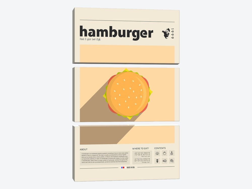 Hamburger by GastroWorld 3-piece Canvas Print