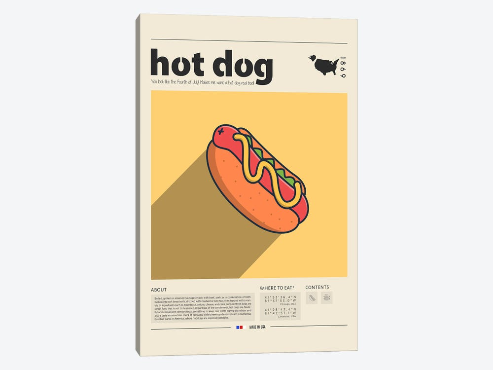 Hot Dog by GastroWorld 1-piece Canvas Art