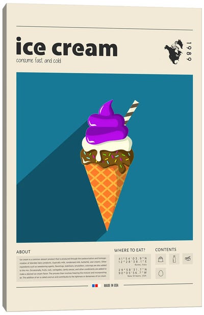 Ice Cream Cone Canvas Art Print - GastroWorld