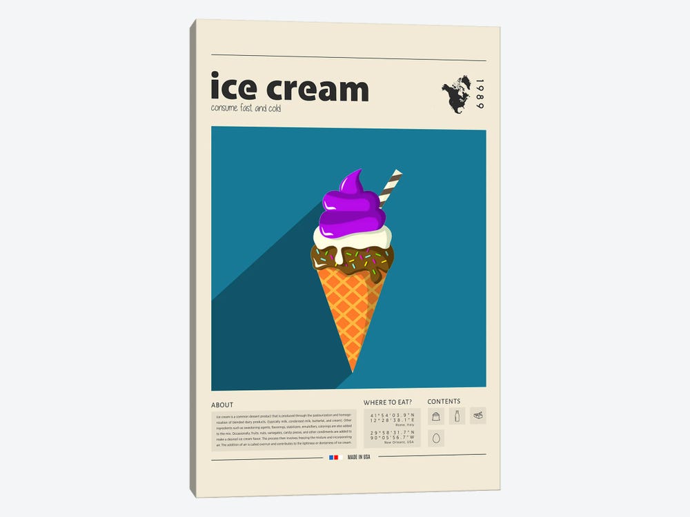 Ice Cream Cone by GastroWorld 1-piece Canvas Print