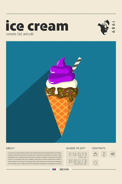 Food & Drink Posters: Ice Cream Cone by GastroWorld