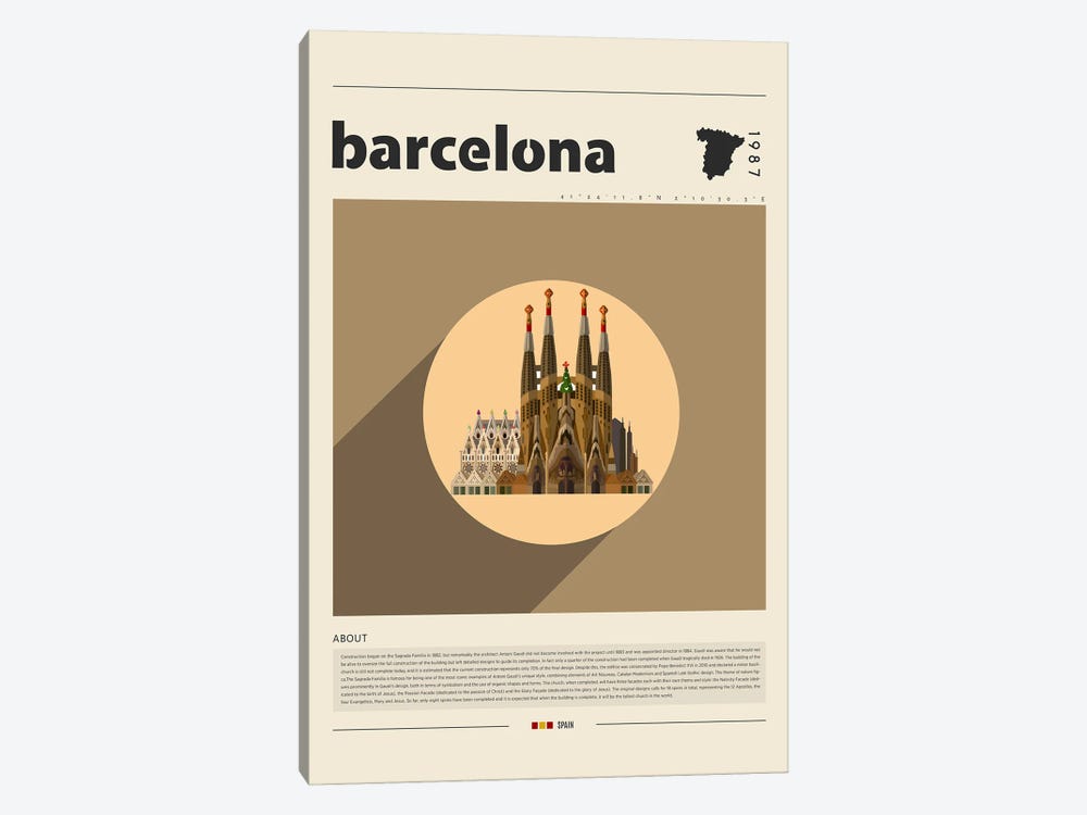 Barcelona City by GastroWorld 1-piece Canvas Art Print