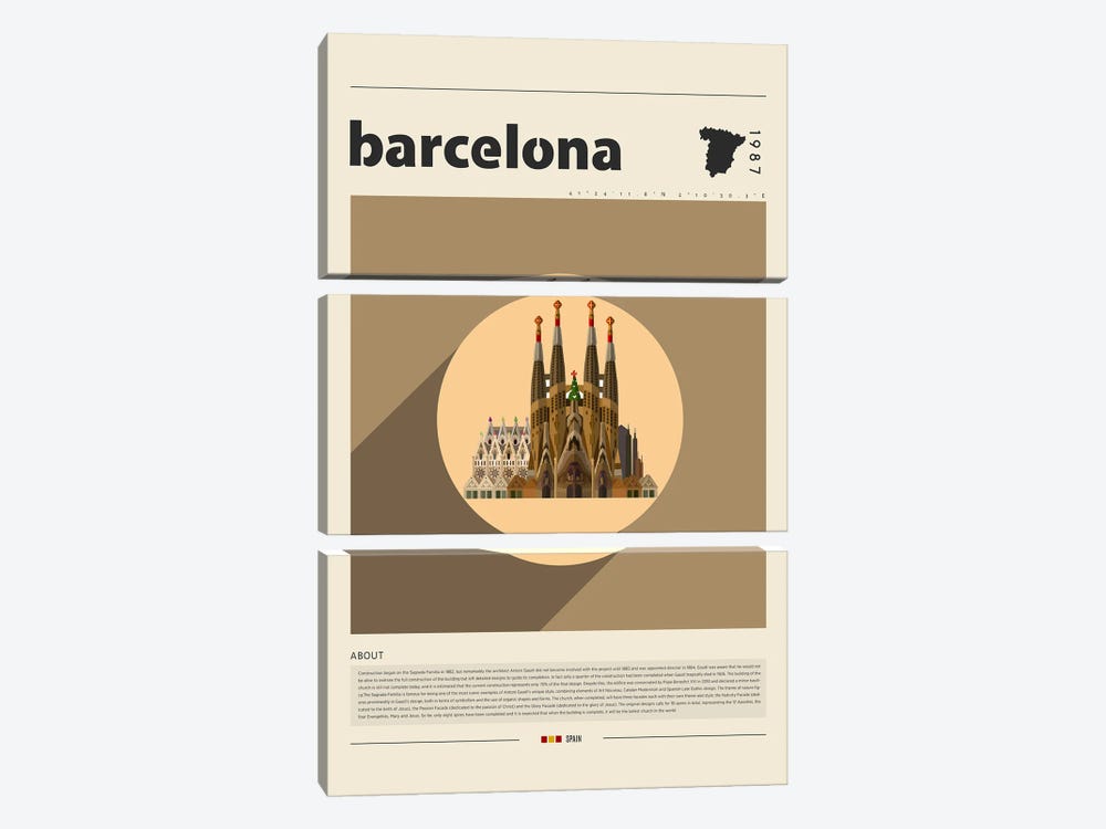 Barcelona City by GastroWorld 3-piece Art Print