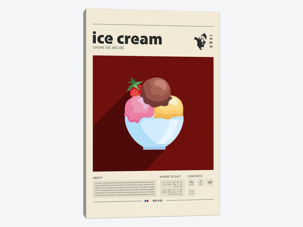 Ice Cream Bowl by GastroWorld 1-piece Canvas Art Print