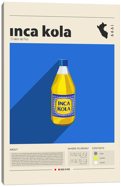 Inca Kola Canvas Art Print - Soft Drink Art