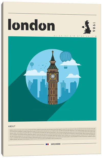 London City Canvas Art Print - London Travel Posters