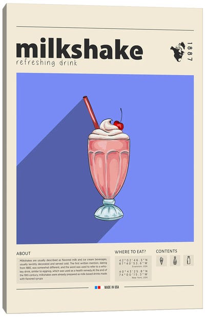 Milkshake Canvas Art Print - Ice Cream & Popsicle Art
