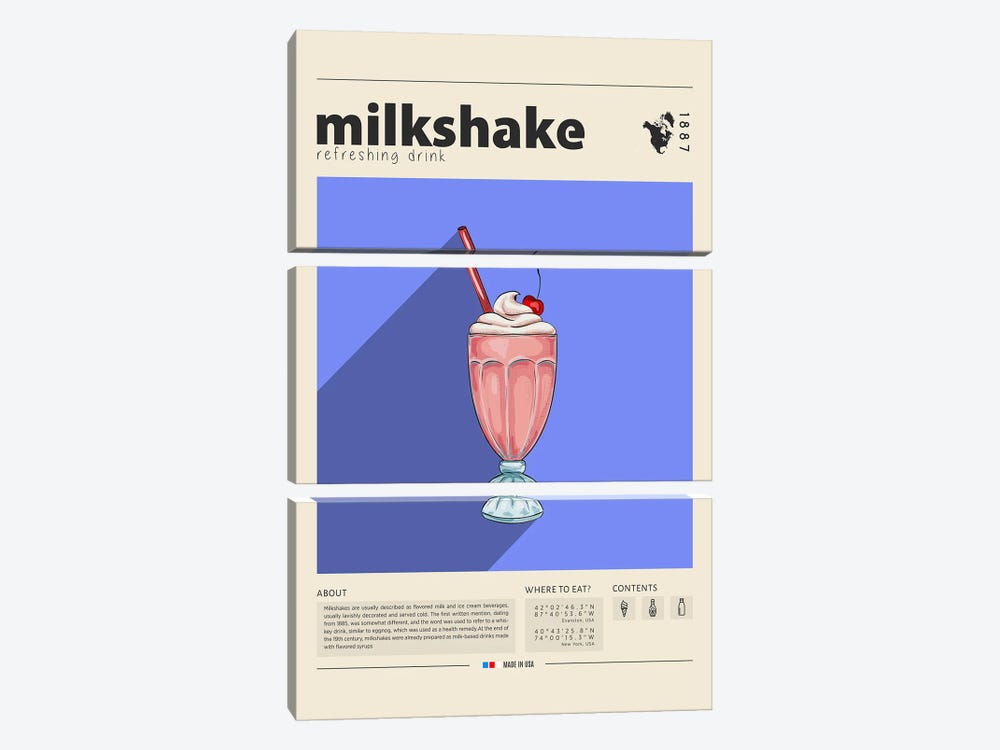 Milkshake by GastroWorld 3-piece Canvas Artwork