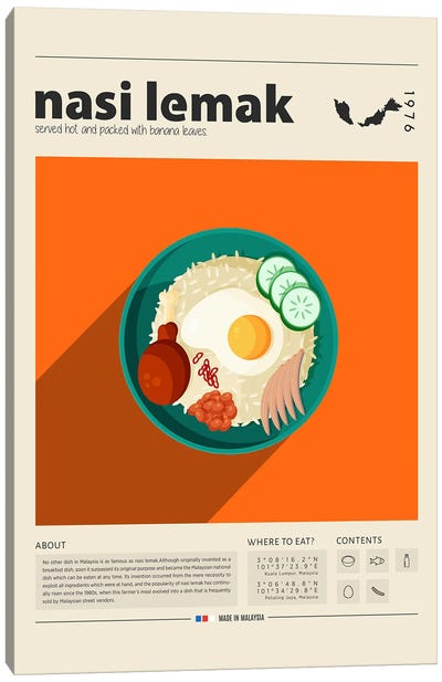 Nasi Lemak Canvas Art Print - Food & Drink Posters