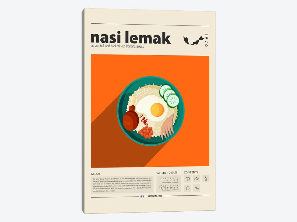 Nasi Lemak by GastroWorld 1-piece Canvas Print