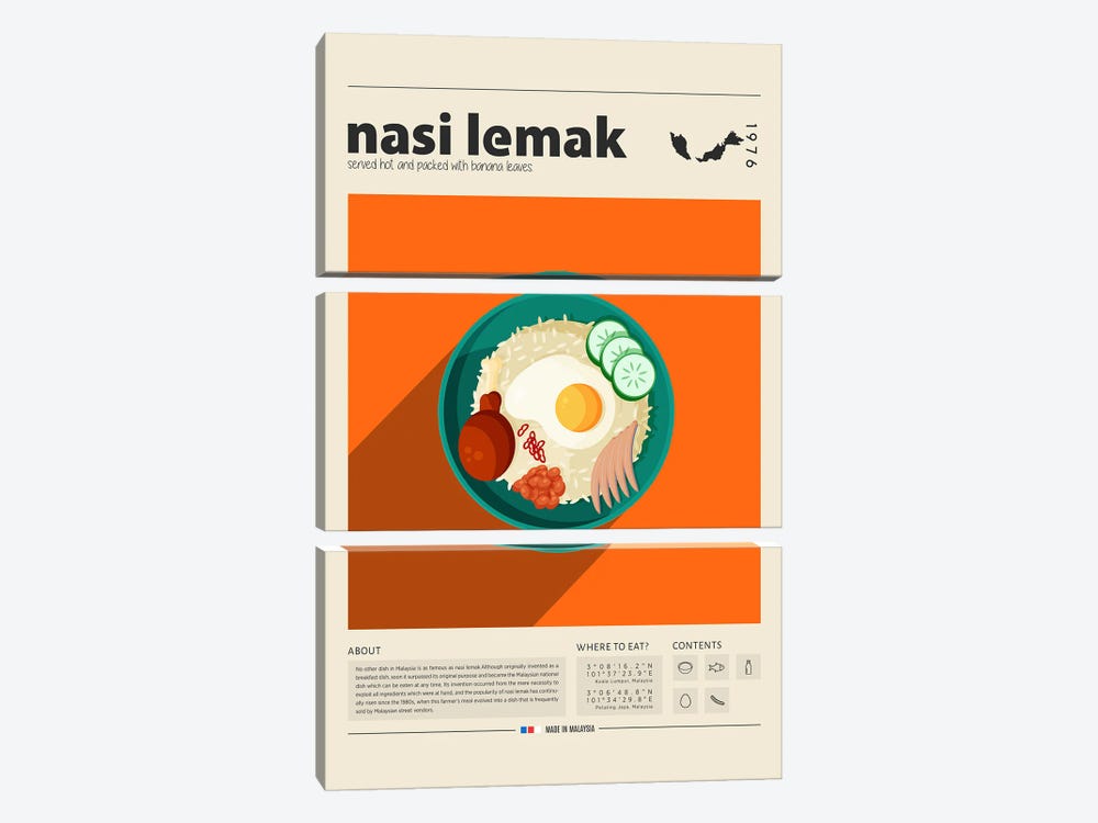 Nasi Lemak by GastroWorld 3-piece Canvas Print