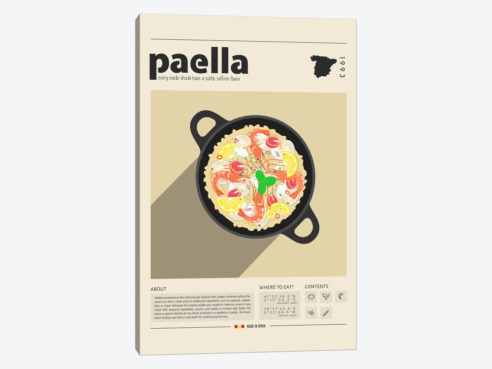Paella by GastroWorld 1-piece Canvas Wall Art