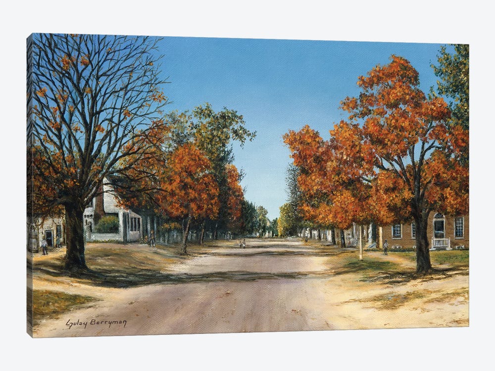 Duke Of Gloucester Street In Autumn (Williamsburg, Virginia) by Gulay Berryman 1-piece Canvas Wall Art