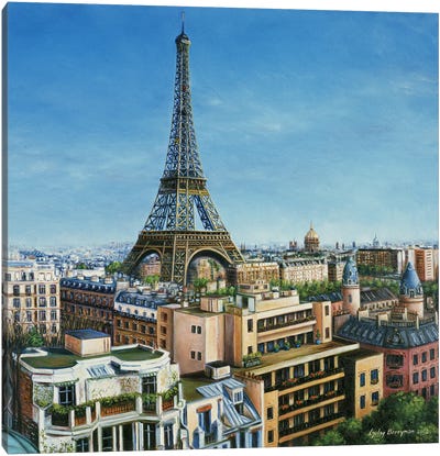 The Eiffel Tower From Rue Raynouard, Paris Canvas Art Print - Gulay Berryman