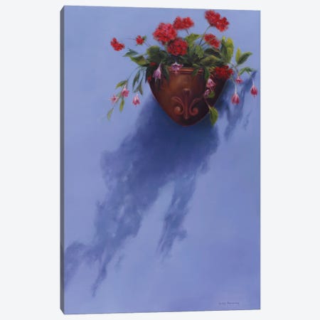Geraniums In A Sconce Canvas Print #GYB14} by Gulay Berryman Canvas Artwork