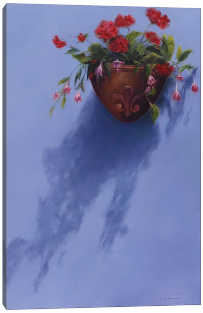 Geraniums In A Sconce Canvas Art Print - Gulay Berryman