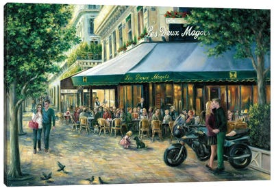 Sunday Afternoon At 'Les Deux Magots', Paris Canvas Art Print - Cafe Art