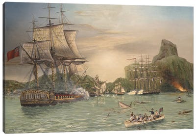 The Battle Of Grand Port, Mauritius Canvas Art Print - Gulay Berryman