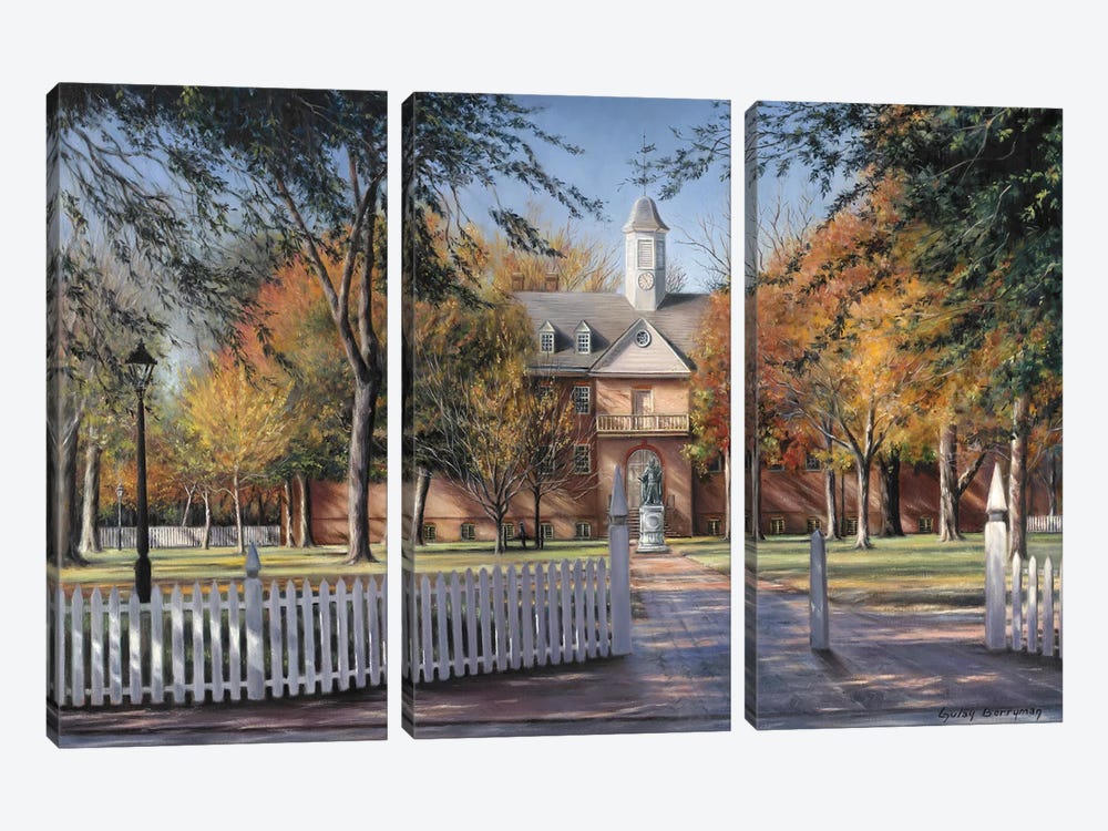 The Wren Building, College Of William And Mary by Gulay Berryman 3-piece Canvas Art