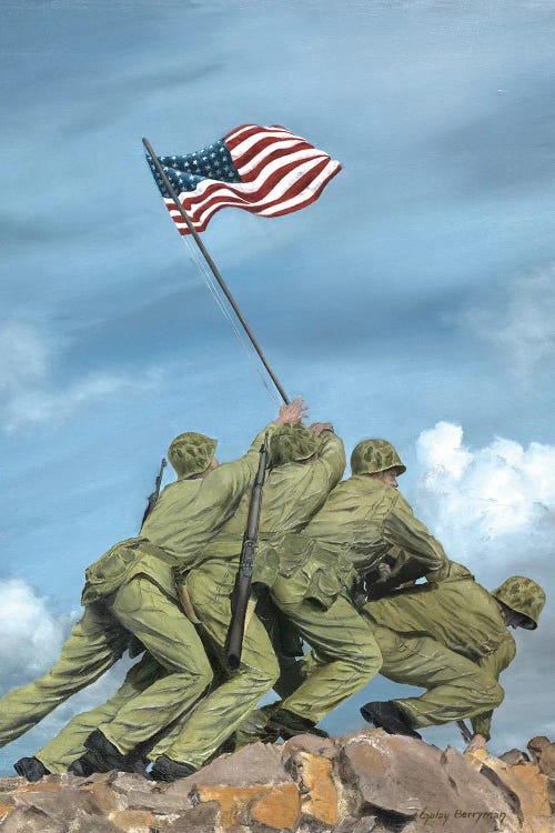 U.S. Marines Raise The Flag On Mt. Suribachi, Iwo Jima