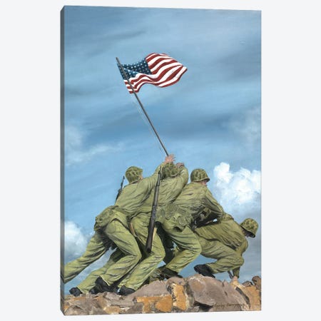 U.S. Marines Raise The Flag On Mt. Suribachi, Iwo Jima Canvas Print #GYB39} by Gulay Berryman Art Print