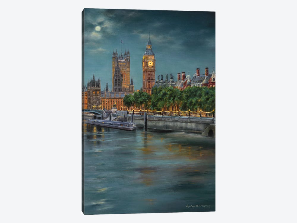 Along The Thames At Night by Gulay Berryman 1-piece Canvas Art Print