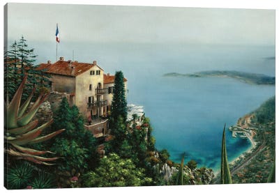 View From Eze (Looking Toward St. Jean Cap Ferrat) Canvas Art Print - Gulay Berryman