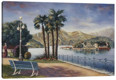 View Of Isola Bella From Stresa, Lake Maggiore Canvas Art Print - Gulay Berryman