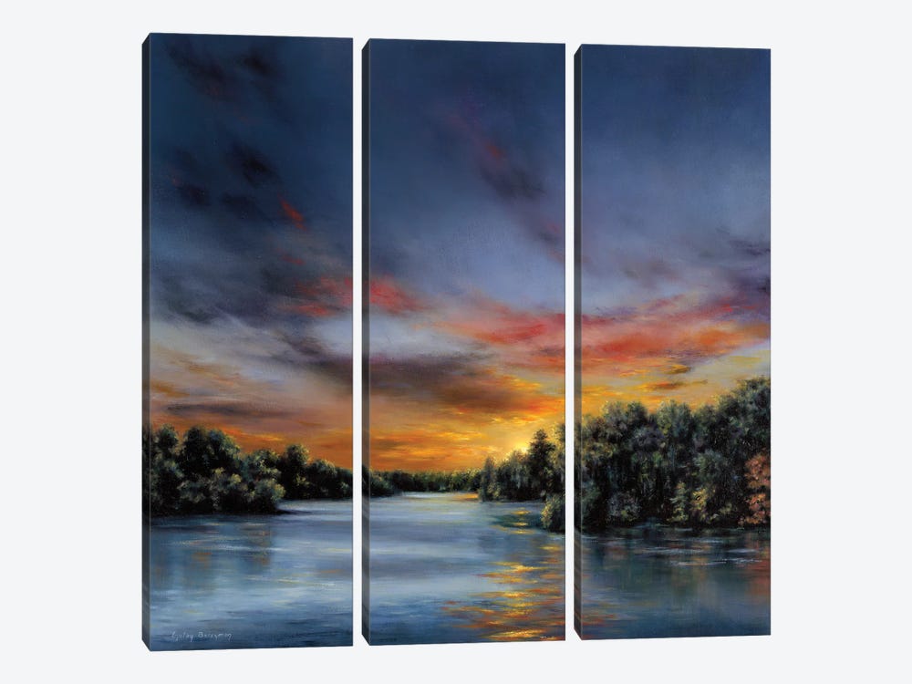 Sunset Over Jones Mill Pond (York County, Virginia) by Gulay Berryman 3-piece Canvas Print